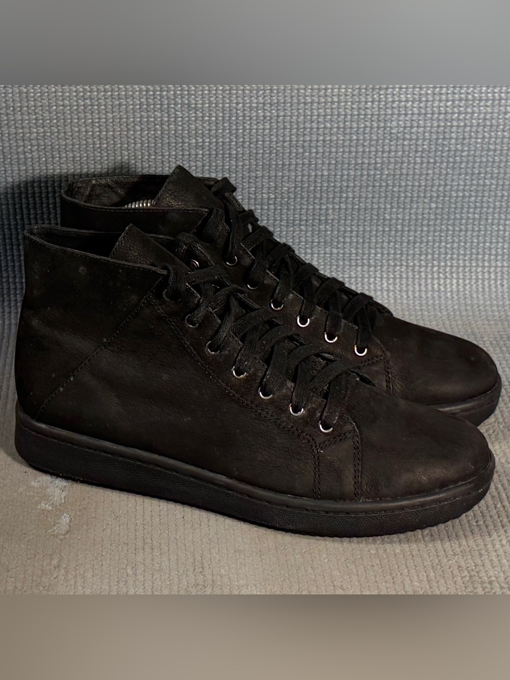 Eileen Fisher Game‎ 2 Black Tumbled Nubuck Leather Hi Sneakers Women’s Size 8.5